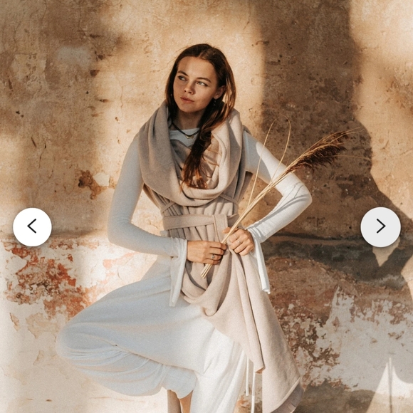 Kosmossart Organic Cotton Hood Kaftan Shawl Cloak ~ Shamanic Cover Up Cape - Picture 8 of 8